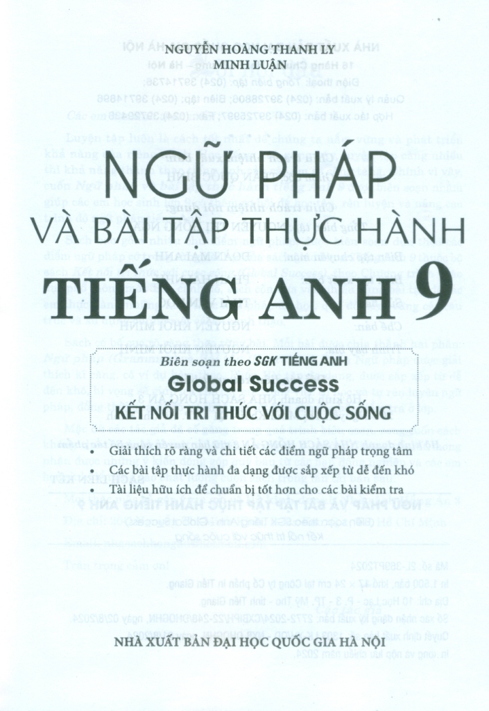 NGỮ PHÁP VÀ BÀI TẬP THỰC HÀNH TIẾNG ANH LỚP 9 (Theo SGK Tiếng Anh Global Success - Kết nối tri thức)